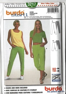Burda 3217- Women's Pants, Capris - Sizes 10-28-New Uncut - Image 1 of 2
