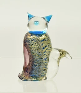 Hermosas inclusiones de cristal artístico de Murano para gato azul y rojo y dorado - Imagen 1 de 4