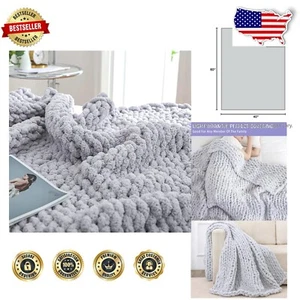 Soft Jumbo Chenille Chunky Knit Blanket, 40x60 inches, Unique Holey Design - Picture 1 of 11