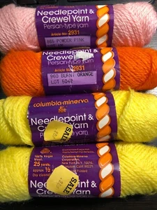Lot Of 4- 100% Wool Needlepoint & Crewel Yarn 25 Yards each - Picture 1 of 5