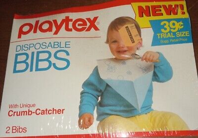 PLAYTEX Disposable BIBS Trail 2-Pack Crumb-Catcher VINTAGE 1980s NEW Prop *READ • 7.31£