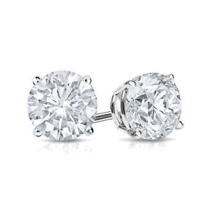 Boucles d'oreilles 2 ct femmes hommes clous diamant brillant simulé finition or blanc 14 carats