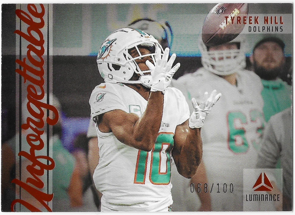 2023 Panini Luminance - Unforgettable Orange /100 - Tyreek Hill Miami Dolphins - Image 1 of 2