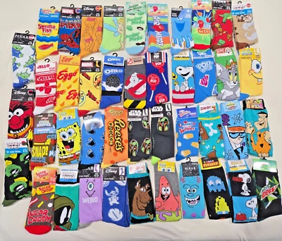 Candy Food Crazy Sock Mens Size 6-12 Crew SOCKS Novelty Gift Cereal Fun Movie - Image 1 of 4