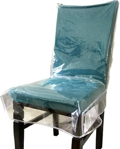 Plastic Dining Chair Covers with Backrests,Clear PVC Seat Chair Protector Waterp - Picture 1 of 12