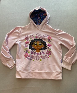 Disney Encanto Magic Awaits You Pullover Hoodie Girls Size 10 Pink Graphic Print - Picture 1 of 11