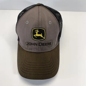 John Deere Trucker Hat Snap Back Cap Grey Black Mesh Snap Back - Picture 1 of 7