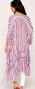 New Gigio M L Lilac Cream Moroccan Stripe Kimono Sleeve Jacket Coverup Cruise - Picture 1 of 6