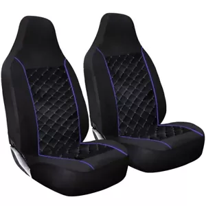 Deluxe Diamond Trapuntato 1+1 Paio Set Coprisedili Blu Protezione Tubazioni Auto Furgone - Foto 1 di 1