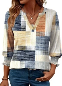 LOMON Women's 2025 Fashion Tops, 3/4 Sleeve Business Casual Blouses, Summer Tees - Picture 1 of 6
