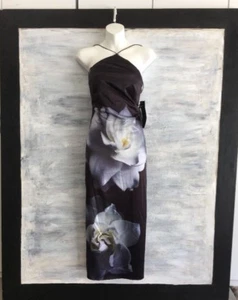 NEW! Nordstorm PHOEBE P111112 Floral Pencil MIDI Halter Dress, 2 - Black Multi - Bild 1 von 11