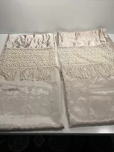 2 Duck River Curtains Panels Drapes 54/86 Inc Grommets Long Luxury With Lace - Picture 1 of 11