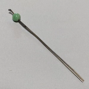 Horquilla japonesa Kogai, cuenta de jade (1 cm) con pasadores dobles, 12 cm de longitud total - Imagen 1 de 10