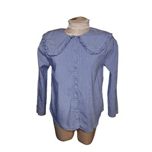 Zara Girls Blue and white pinstripes Cotton Poly blend Size 13/14 Stretchy - Picture 1 of 4