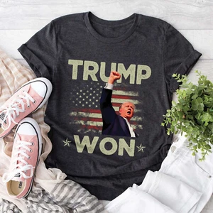 Vintage Trump Won American Flag Shirt, Trump For President 24, Supporters Shirt - Picture 1 of 7