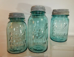 3 Sizes Vintage Ball Blue Mason Canning Fruit Jars Storage Canister Zinc Lids - Imagen 1 de 9