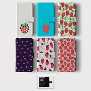 CASE FOR IPHONE 16 16E 15 14 12 12 SE PRO WALLET FLIP PHONE COVER STRAWBERRY RED - Picture 1 of 8