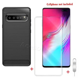 Premium Screen Protector Carbon Fiber TPU Case f Samsung Galaxy S10 5G SM-G977U - Picture 1 of 7