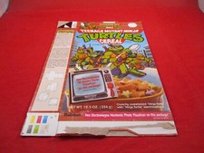 Teenage Mutant Ninja Turtles Cereal EMPTY Realston Cereal Box Electromagna Back
