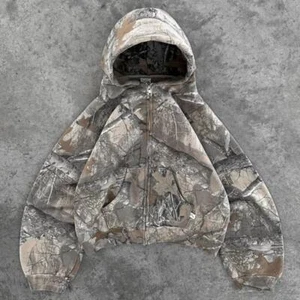 Retro Reißverschluss Hoodie Herren Tarnmuster Reißverschluss Sweatshirt Unisex Camouste Hoodie - Bild 1 von 14