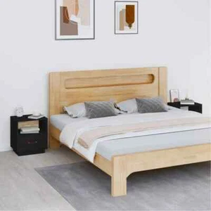 vidaXL Bedside Cabinets 2 pcs Black 40x34x45 cm Solid Wood Pine 01 UK HOT - Picture 1 of 10