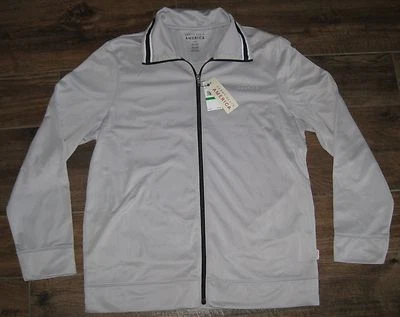 Chaqueta Para Hombre PERRY ELLIS AMERICA Track TOP TT MD PLATA CROMO NEGRO CREMALLERA $80 Foto 1 de 4