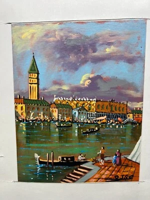 Vintage Oil Painting San Marco Venice Italy SIGNED by OSSO 24 x 34cm UNFRAMED - image 1 of 4