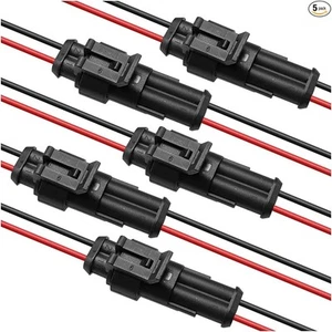 2 Pin Wire Connector, 16AWG Sealed Waterproof Electrical Connectors with 10cm Pi - Picture 1 of 6