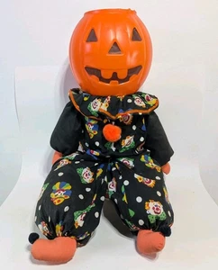 Halloween Candy Bowl Trick or Treat Plüsch Jack Laterne Clown Kürbis Figur Vintage - Bild 1 von 4