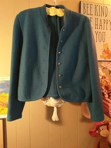 Pure New Wool Women's Classy Teal Jacket~42" Bust~21" Long~LS~All Occasion~EXC!! - Picture 1 of 10