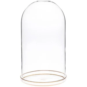 Plymor 5.5" x 10" Glass Dome Cloche w/ Gold Rim (Gold Rim Glass Tray Base) - Picture 1 of 1