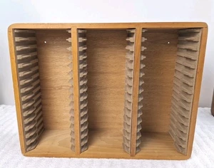 Holz CD Rack Halter Ständer Filz Schlitze hält 45 Fingergelenke Vintage - Bild 1 von 13