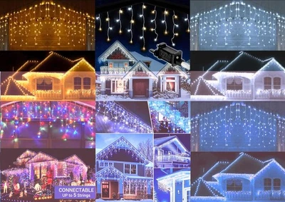 LED Waterfall Icicle Light Outdoor Snowing Chase Xmas Home Garden Decor - Image 1 of 3