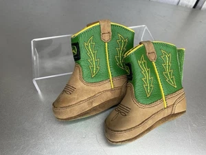 John Deere Johnny Poppers Baby Infant Boots Size 2M Leather - Picture 1 of 6