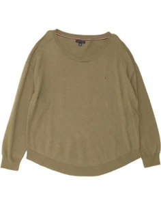 TOMMY HILFIGER Womens Oversized Boat Neck Jumper Sweater UK 18 XL Khaki DB04 - Picture 1 of 3