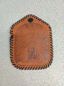 Vintage Indianer Häuptling handgefertigte Leder Geldbörse sauber neu aus altem Lagerbestand neu - Bild 1 von 10