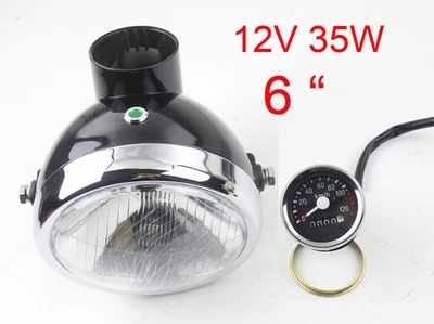 Velocímetro de lámpara de faro negro de 6"" para Honda Monkey Z50 Z50R Z50J Skyteam Z50 Foto 1 de 4