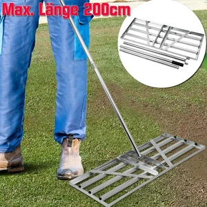 85*35cm Profi Edestahl Rasen Nivellier 2m Griff Garten Rechen Nivellierrechen DE - Bild 1 von 10