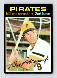 1971 Topps Card, #110 Bill Mazeroski HOF, Pittsburgh Pirates No. 9 retired