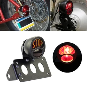 "Stop" Side Mount Taillight License Plate Bracket Lamp For Harley Chopper Bobber - Picture 1 of 8