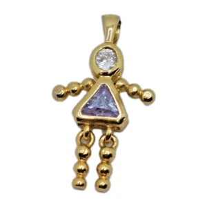 Vintage Vermeil Birthstone Pendant Baby Girl September Sapphire CZ - Zdjęcie 1 z 6