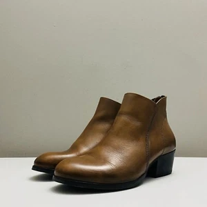 H by Hudson Women's Leather Zip Ankle Boots Booties Shoes Brown Size 38 EU/ 7 US - Picture 1 of 14