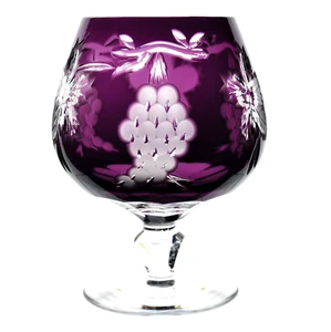 Snifter Bohemio Marsala Uva Corte a Cristal Transparente Amatista Púrpura Brandy - Imagen 1 de 3