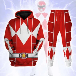 Red Mighty Morphin Power Ranger Cosplay C2 - Hoodie Set, Sweatshirt, Sweatpants - Picture 1 of 10