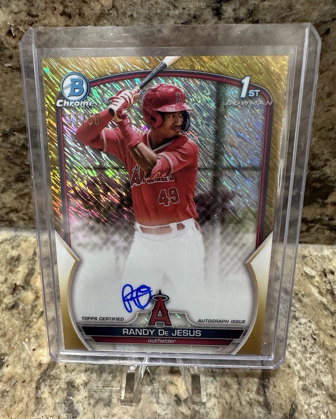 2023 Bowman Chrome Randy De Jesus #CPA-RD Gold Shimmer Auto /50 Angels