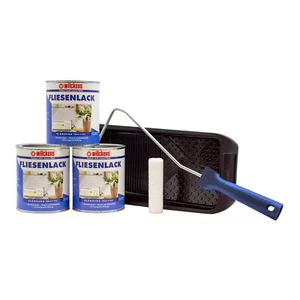 3 Dosen Fliesenlack Fliesenfarbe WILCKENS 24 qm mit Lackierset (8,88€/1l) - Bild 1 von 4