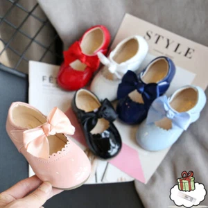 Toddler Infant Kids Baby Girls Butterfly Knot Princess Leather Shoes Sandals - Picture 1 of 32