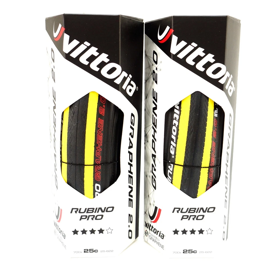 Vittoria Rubino Pro Road Bike Tire G+ 2.0 GRAPHENE 700 x 25c Black / Yellow Tyre - image 1 of 1