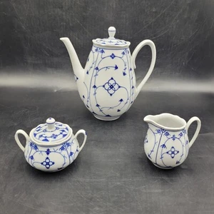 Winterling Bavaria Germany Strohblume China blau Teekanne Milchkännchen Zucker mit Deckel - Bild 1 von 21