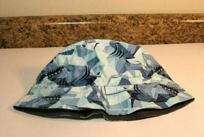 Boys Gymboree Blue Shark Sun Hat Reversible M/L NEW - Image 1 of 3